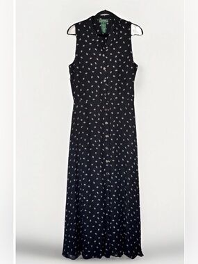 Lauren Ralph Lauren Silk Maxi Dress Cottagecore Summer Vibes size 8
